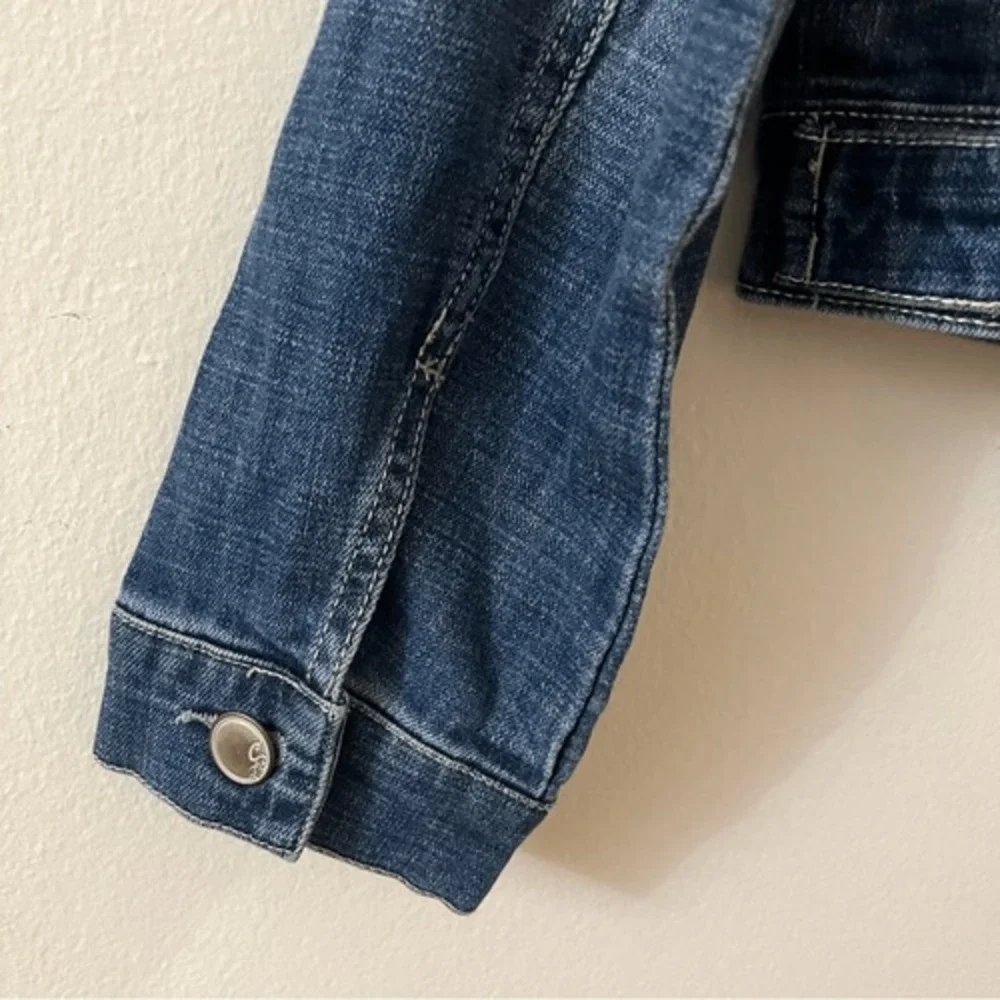 Cosmic Blue Love Luminary Denim‎ Jacket Medium Wash Button Front Classic Fit XS